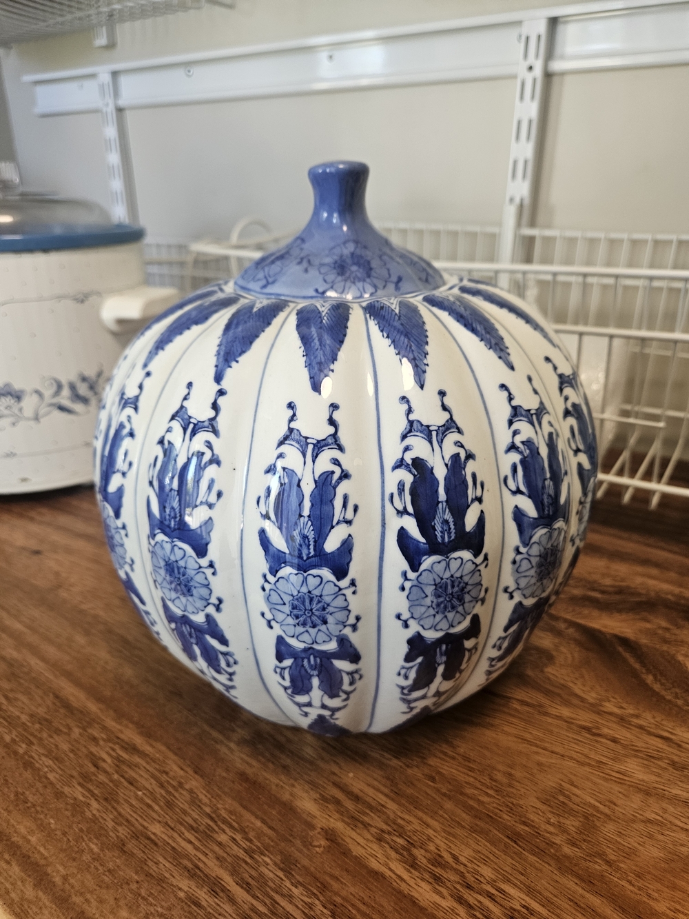 Blue and White Decorative Ceramic Pumpkin Vase - Home Art